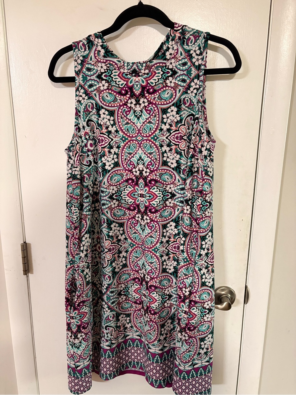 Apt. 9 Teal & Magenta Paisley Midi Shift Dress